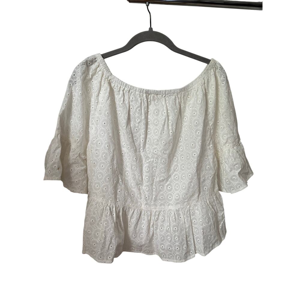 ADIVA White Eyelet Embroidered Off Shoulder Peasant Blouse Top Women’s M NWT - Picture 7 of 8
